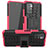 Silikon Hülle Handyhülle und Kunststoff Schutzhülle Hartschalen Tasche mit Ständer JX1 für Xiaomi Redmi Note 11 4G (2021) Pink