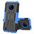 Silikon Hülle Handyhülle und Kunststoff Schutzhülle Hartschalen Tasche mit Ständer JX2 für Nokia C200 Blau