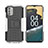 Silikon Hülle Handyhülle und Kunststoff Schutzhülle Hartschalen Tasche mit Ständer JX2 für Nokia G400 5G Silber