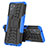 Silikon Hülle Handyhülle und Kunststoff Schutzhülle Hartschalen Tasche mit Ständer JX2 für Oppo K10 4G Blau