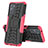 Silikon Hülle Handyhülle und Kunststoff Schutzhülle Hartschalen Tasche mit Ständer JX2 für Oppo K10 4G Pink