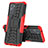 Silikon Hülle Handyhülle und Kunststoff Schutzhülle Hartschalen Tasche mit Ständer JX2 für Oppo K10 4G Rot