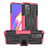 Silikon Hülle Handyhülle und Kunststoff Schutzhülle Hartschalen Tasche mit Ständer JX2 für Oppo Reno5 Z 5G Pink