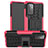 Silikon Hülle Handyhülle und Kunststoff Schutzhülle Hartschalen Tasche mit Ständer JX2 für Samsung Galaxy A72 4G Pink