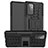 Silikon Hülle Handyhülle und Kunststoff Schutzhülle Hartschalen Tasche mit Ständer JX2 für Samsung Galaxy A72 4G Schwarz