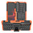 Silikon Hülle Handyhülle und Kunststoff Schutzhülle Hartschalen Tasche mit Ständer JX2 für Sony Xperia 1 III Orange