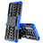 Silikon Hülle Handyhülle und Kunststoff Schutzhülle Hartschalen Tasche mit Ständer JX2 für Sony Xperia 10 III Blau