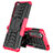 Silikon Hülle Handyhülle und Kunststoff Schutzhülle Hartschalen Tasche mit Ständer JX2 für Sony Xperia 5 III SO-53B Pink