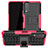 Silikon Hülle Handyhülle und Kunststoff Schutzhülle Hartschalen Tasche mit Ständer JX2 für Vivo Y11s Pink