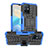Silikon Hülle Handyhülle und Kunststoff Schutzhülle Hartschalen Tasche mit Ständer JX2 für Vivo Y55s 5G Blau