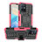 Silikon Hülle Handyhülle und Kunststoff Schutzhülle Hartschalen Tasche mit Ständer JX2 für Vivo Y55s 5G Pink