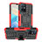 Silikon Hülle Handyhülle und Kunststoff Schutzhülle Hartschalen Tasche mit Ständer JX2 für Vivo Y55s 5G Rot