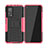 Silikon Hülle Handyhülle und Kunststoff Schutzhülle Hartschalen Tasche mit Ständer JX2 für Xiaomi Mi 10T Pro 5G Pink