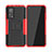 Silikon Hülle Handyhülle und Kunststoff Schutzhülle Hartschalen Tasche mit Ständer JX2 für Xiaomi Mi 10T Pro 5G Rot