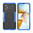 Silikon Hülle Handyhülle und Kunststoff Schutzhülle Hartschalen Tasche mit Ständer JX2 für Xiaomi Poco M4 5G Blau