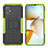 Silikon Hülle Handyhülle und Kunststoff Schutzhülle Hartschalen Tasche mit Ständer JX2 für Xiaomi Poco M4 5G Grün
