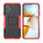 Silikon Hülle Handyhülle und Kunststoff Schutzhülle Hartschalen Tasche mit Ständer JX2 für Xiaomi Poco M4 5G Rot