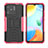 Silikon Hülle Handyhülle und Kunststoff Schutzhülle Hartschalen Tasche mit Ständer JX2 für Xiaomi Redmi 10 India Pink