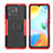 Silikon Hülle Handyhülle und Kunststoff Schutzhülle Hartschalen Tasche mit Ständer JX2 für Xiaomi Redmi 10 India Rot