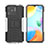Silikon Hülle Handyhülle und Kunststoff Schutzhülle Hartschalen Tasche mit Ständer JX2 für Xiaomi Redmi 10C 4G Silber