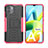 Silikon Hülle Handyhülle und Kunststoff Schutzhülle Hartschalen Tasche mit Ständer JX2 für Xiaomi Redmi A1 Pink
