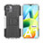 Silikon Hülle Handyhülle und Kunststoff Schutzhülle Hartschalen Tasche mit Ständer JX2 für Xiaomi Redmi A1 Silber
