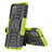 Silikon Hülle Handyhülle und Kunststoff Schutzhülle Hartschalen Tasche mit Ständer JX4 für Samsung Galaxy F02S SM-E025F Grün