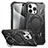 Silikon Hülle Handyhülle und Kunststoff Schutzhülle Hartschalen Tasche mit Ständer K02C für Apple iPhone 14 Pro Schwarz