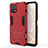 Silikon Hülle Handyhülle und Kunststoff Schutzhülle Hartschalen Tasche mit Ständer KC1 für Vivo iQOO U3 5G Rot