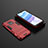 Silikon Hülle Handyhülle und Kunststoff Schutzhülle Hartschalen Tasche mit Ständer KC1 für Xiaomi Redmi 10X 5G Rot