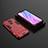 Silikon Hülle Handyhülle und Kunststoff Schutzhülle Hartschalen Tasche mit Ständer KC1 für Xiaomi Redmi 9 Prime India Rot