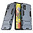 Silikon Hülle Handyhülle und Kunststoff Schutzhülle Hartschalen Tasche mit Ständer KC3 für Samsung Galaxy M40S Blau