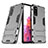 Silikon Hülle Handyhülle und Kunststoff Schutzhülle Hartschalen Tasche mit Ständer KC3 für Samsung Galaxy S20 FE 5G Grau