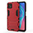 Silikon Hülle Handyhülle und Kunststoff Schutzhülle Hartschalen Tasche mit Ständer M01 für Oppo A72 5G Rot