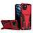 Silikon Hülle Handyhülle und Kunststoff Schutzhülle Hartschalen Tasche mit Ständer MQ1 für Samsung Galaxy A03 Rot