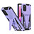 Silikon Hülle Handyhülle und Kunststoff Schutzhülle Hartschalen Tasche mit Ständer MQ1 für Samsung Galaxy A03s Violett