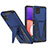 Silikon Hülle Handyhülle und Kunststoff Schutzhülle Hartschalen Tasche mit Ständer MQ1 für Samsung Galaxy A22 5G Blau