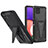 Silikon Hülle Handyhülle und Kunststoff Schutzhülle Hartschalen Tasche mit Ständer MQ1 für Samsung Galaxy A22 5G Schwarz