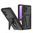 Silikon Hülle Handyhülle und Kunststoff Schutzhülle Hartschalen Tasche mit Ständer MQ1 für Samsung Galaxy A32 4G Schwarz