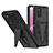 Silikon Hülle Handyhülle und Kunststoff Schutzhülle Hartschalen Tasche mit Ständer MQ1 für Samsung Galaxy M02s Schwarz