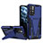 Silikon Hülle Handyhülle und Kunststoff Schutzhülle Hartschalen Tasche mit Ständer MQ1 für Xiaomi Poco M4 Pro 5G Blau