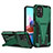 Silikon Hülle Handyhülle und Kunststoff Schutzhülle Hartschalen Tasche mit Ständer MQ1 für Xiaomi Poco M5S Grün