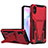 Silikon Hülle Handyhülle und Kunststoff Schutzhülle Hartschalen Tasche mit Ständer MQ1 für Xiaomi Redmi 9i Rot