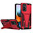 Silikon Hülle Handyhülle und Kunststoff Schutzhülle Hartschalen Tasche mit Ständer MQ1 für Xiaomi Redmi Note 10 Pro Max Rot