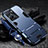 Silikon Hülle Handyhülle und Kunststoff Schutzhülle Hartschalen Tasche mit Ständer R01 für Vivo iQOO Z7 5G Blau