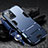 Silikon Hülle Handyhülle und Kunststoff Schutzhülle Hartschalen Tasche mit Ständer R01 für Vivo Y30 5G Blau