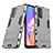 Silikon Hülle Handyhülle und Kunststoff Schutzhülle Hartschalen Tasche mit Ständer T01 für OnePlus Nord N200 5G Grau