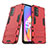 Silikon Hülle Handyhülle und Kunststoff Schutzhülle Hartschalen Tasche mit Ständer T01 für Oppo A54 5G Rot