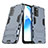 Silikon Hülle Handyhülle und Kunststoff Schutzhülle Hartschalen Tasche mit Ständer T01 für Oppo A55 5G