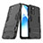 Silikon Hülle Handyhülle und Kunststoff Schutzhülle Hartschalen Tasche mit Ständer T01 für Oppo A55 5G Schwarz